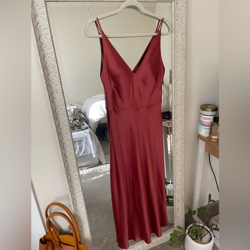 BHLDN Jenny Yoo Marcy Satin Rust slip dress - Picture 8 of 8